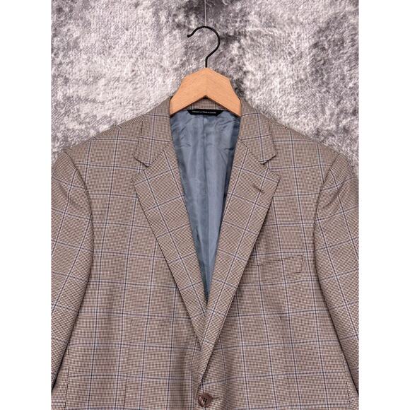 Samuelsohn Sport Coat 42 R Mens Silk Wool Herringbone Check Plaid Jacket - Picture 2 of 11